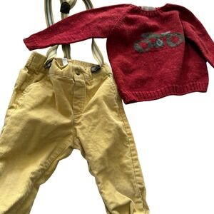 Jane and Jack Corduroy Suspender Pants & Fina Ejerique Sweater 12-18 Months Wool